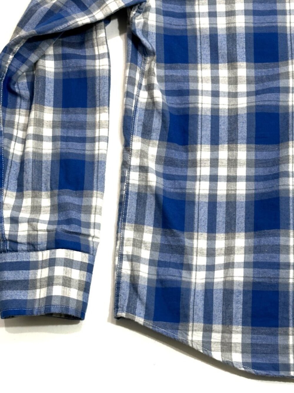UNTUCKit Mens Large Slim Fit Blue Gray Plaid Button Front Shirt Cotton Casual - Picture 16 of 16